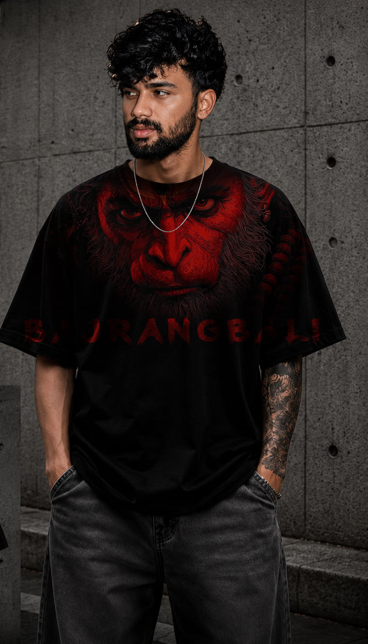 Bajrang Bali Black Tees – Desi Culture Oversized T-Shirt