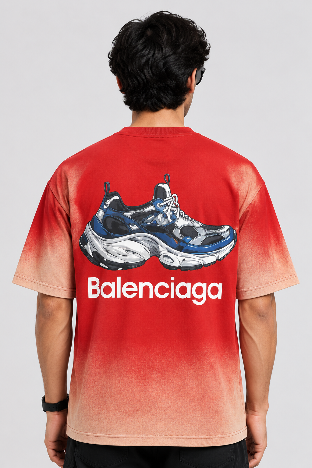Balenciaga Sneaker Ombre Oversized T-Shirt – Red