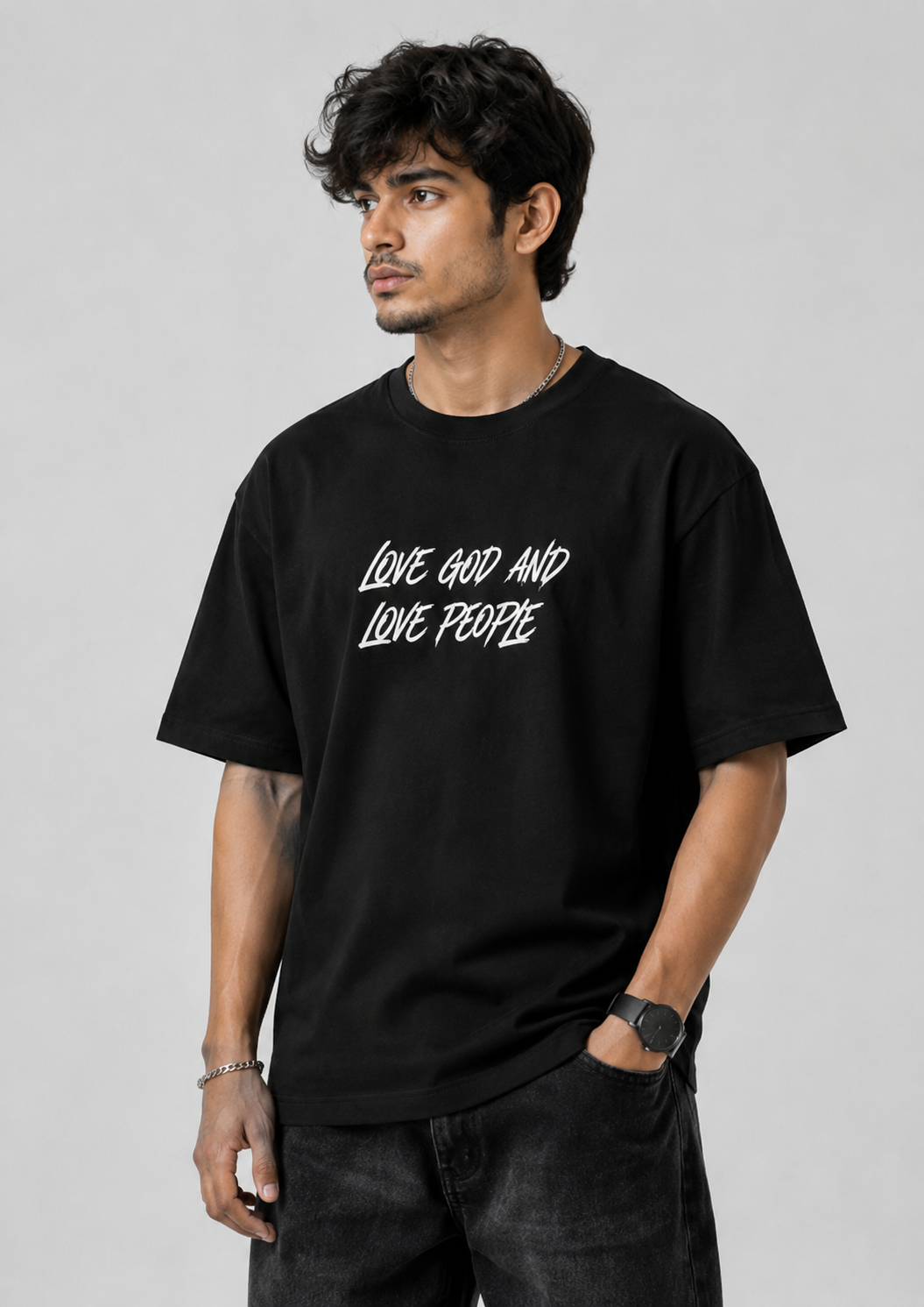 LOVE GOD AND LOVE PEOPLE OVERSIZED T-SHIRT