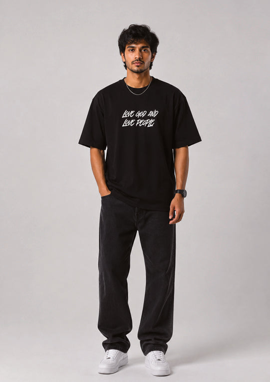 LOVE GOD AND LOVE PEOPLE OVERSIZED T-SHIRT